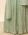 Sea Green Foil Print Sequin Work Skirt Top Set image number 3